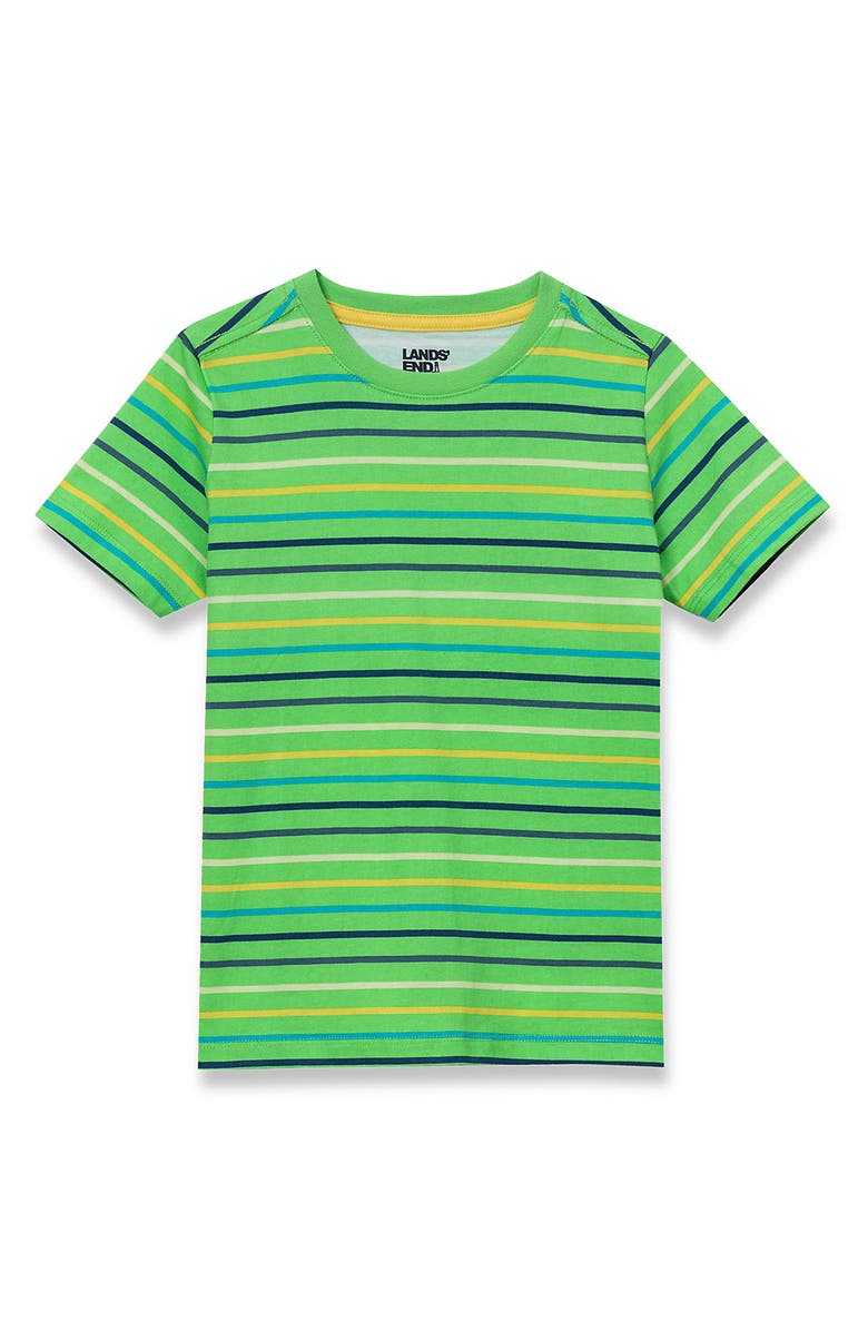 Lands' End Boys Short Sleeve Stripe Crewneck Tee, Main, color, Summer Green Stripe