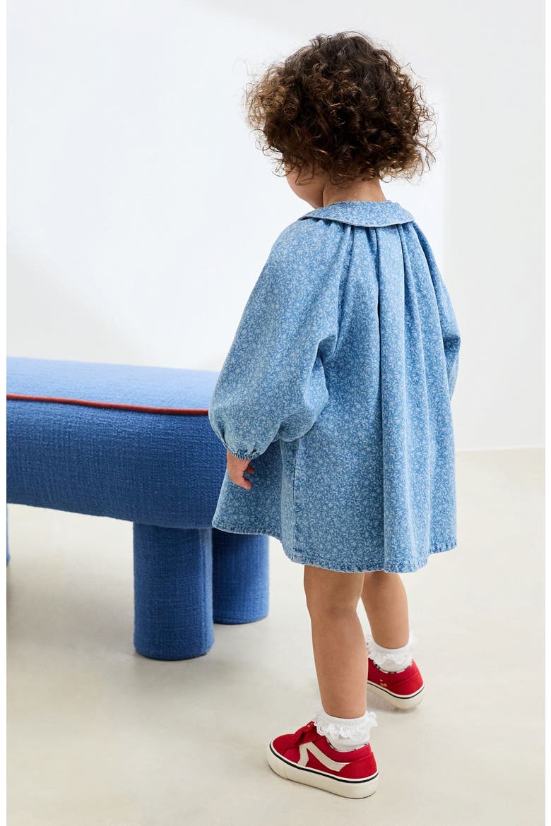 Kids' Ditsy Collared Denim Dress, Alternate, color, BLUE