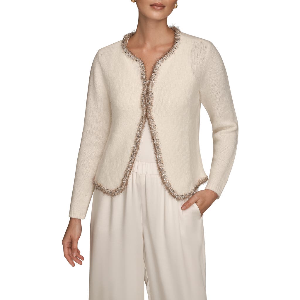 Donna Karan New York Metallic Trim Cardigan In White
