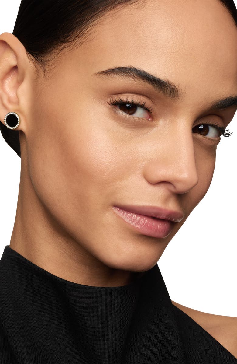 David Yurman Petite DY Elements<sup>®</sup> Stud Earrings in 18K Gold with Black Onyx & Pavé Diamonds, Alternate, color, 