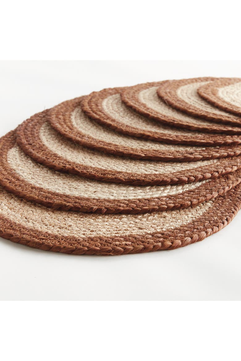 Jute Coil Oval Placemats, Set of 8 - Natural/Rust, Alternate, color, Red