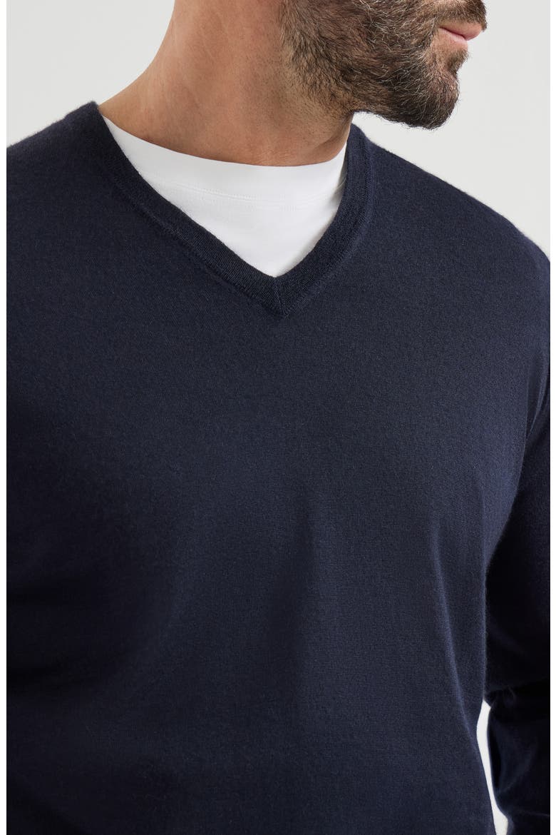 Cashmere and silk lightweight sweater, Alternate, color, Navy Blue