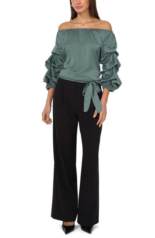 Vince Camuto Off The Shoulder Bubble Sleeve Top In Green