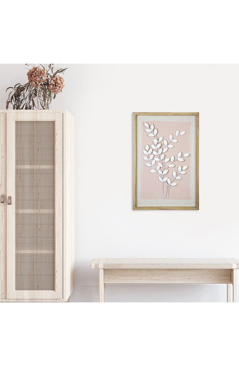 STRATTON HOME DECOR Framed Pink Leaf Wall Art, Alternate, color,