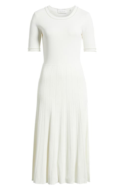 Elie Tahari The Robin Pleated Bead-trim Midi Sweater Dress