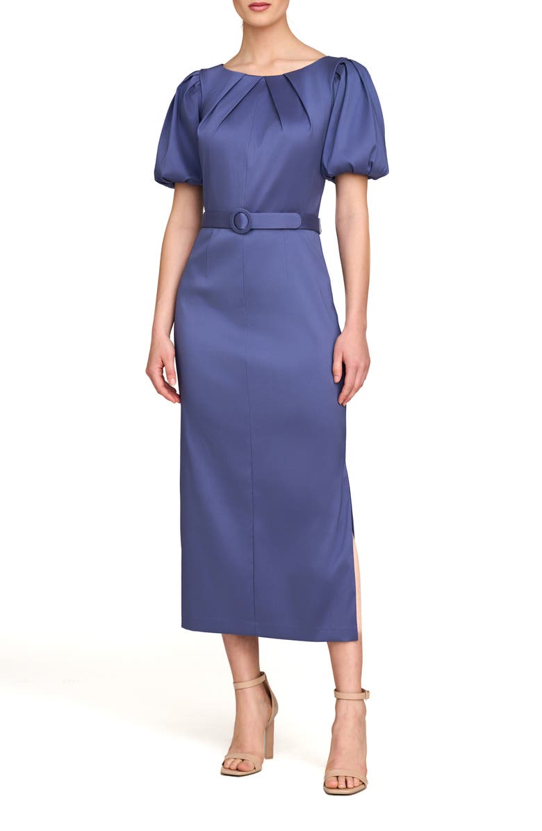 Kay Unger Chiara Sheath Evening Dress, Main, color, Indigo