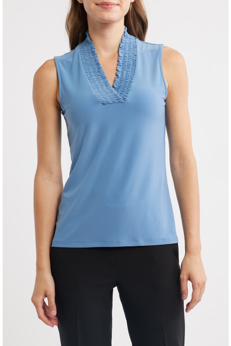 Smocked Neck Tank, Main, color, DUTCH BLUE