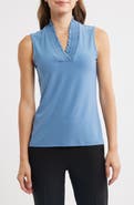 Anne Klein Smocked Neck Tank