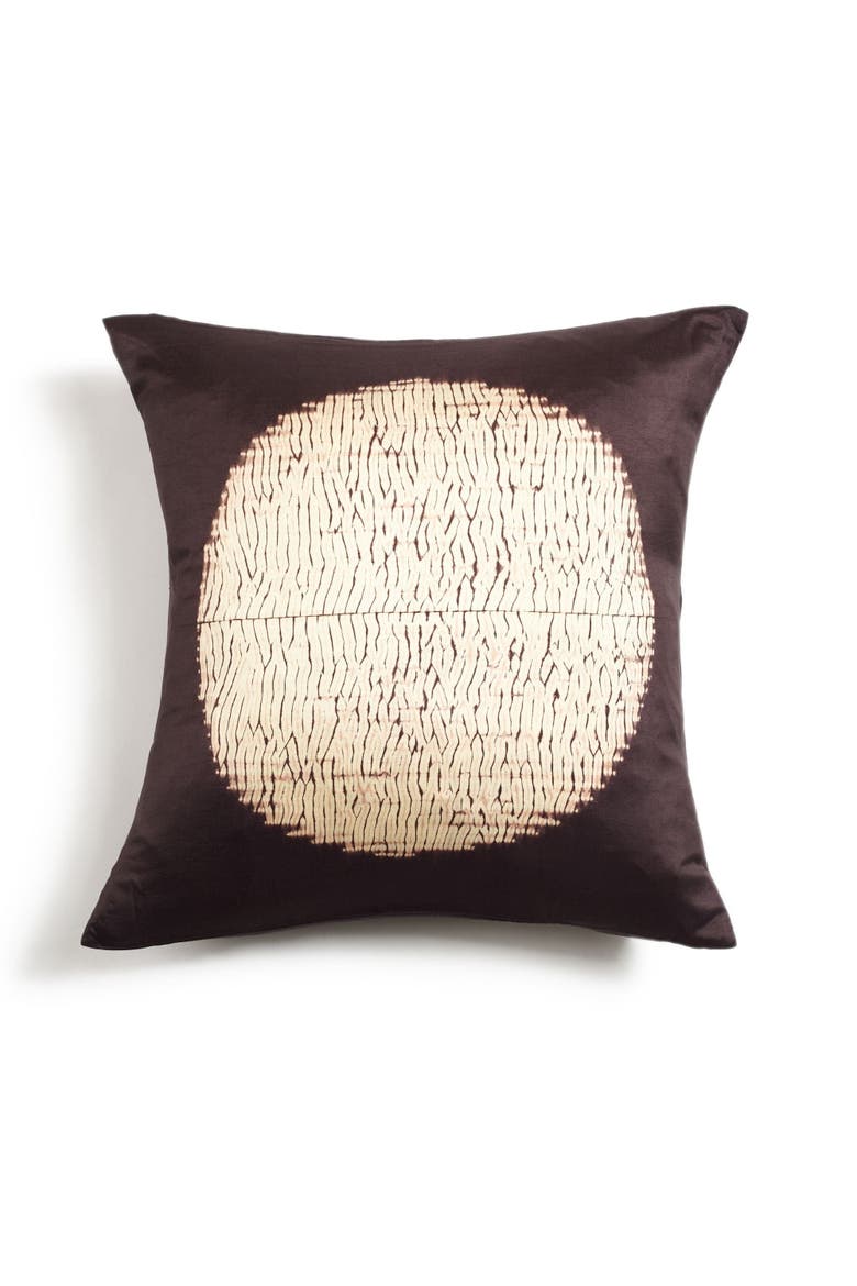 Shunya Black Handcrafted Shibori Print Mulberry Silk Pillow - Cover Only, Main, color, Black