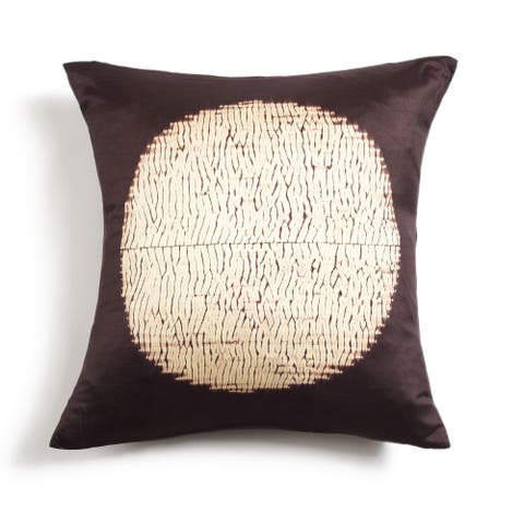 Shunya Black Handcrafted Shibori Print Mulberry Silk Pillow - Cover Only