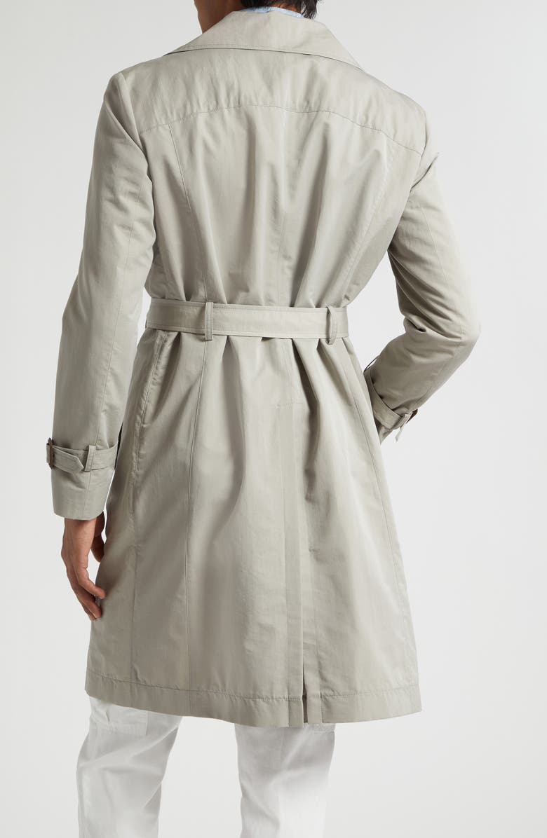 Eleventy Cotton & Silk Trench Coat, Alternate, color, Military Green