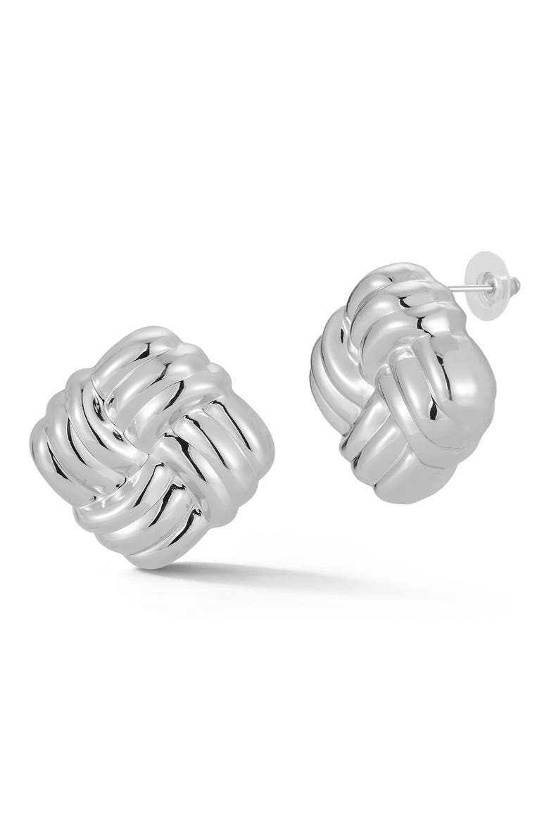Love Knot Stud Earrings, Main, color, SILVER