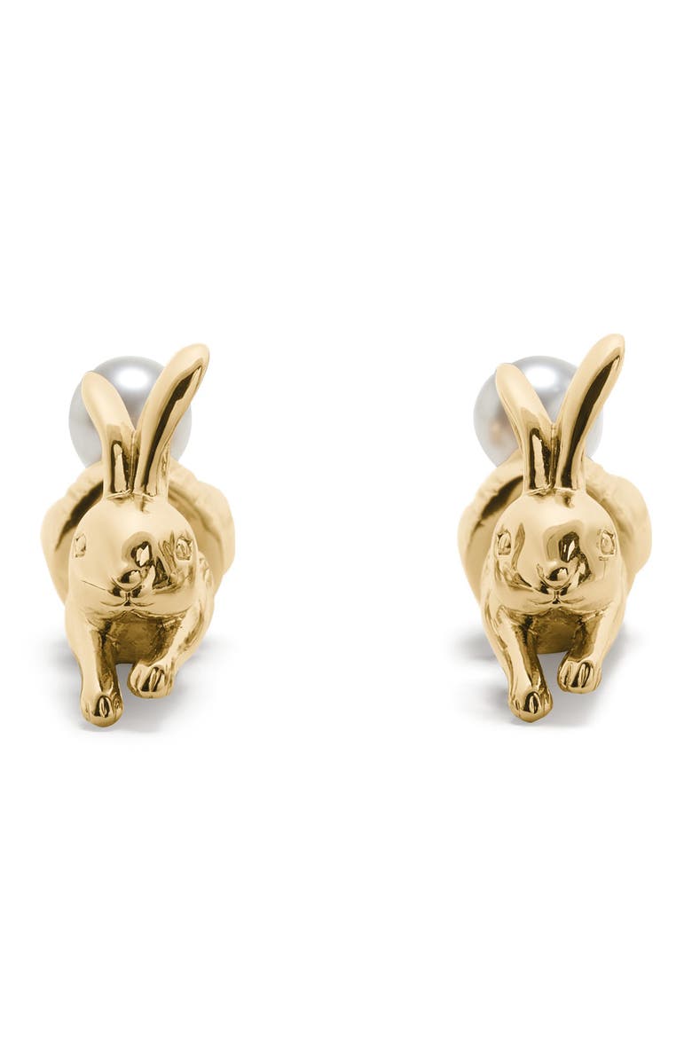 Kate Spade New York front/back bunny stud earrings, Alternate, color, 