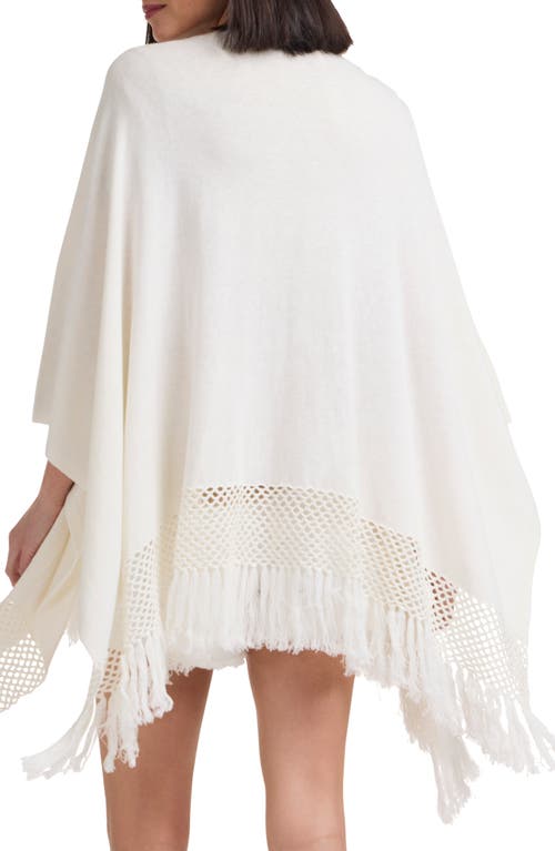 Bruno Magli Open Knit Trim Ruana In White