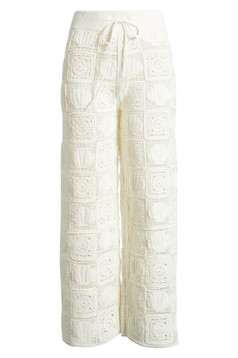 x LSPACE Maja Seashell Patchwork Crochet Wide Leg Pants, Alternate, color, WHITE SEA SHELL CROCHET