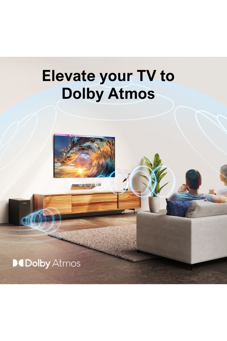 Nova S50 2.1 Sound Bar for TV with Dolby Atmos, Subwoofer, 190W Bass Boost, HDMI eARC, Alternate, color, Black