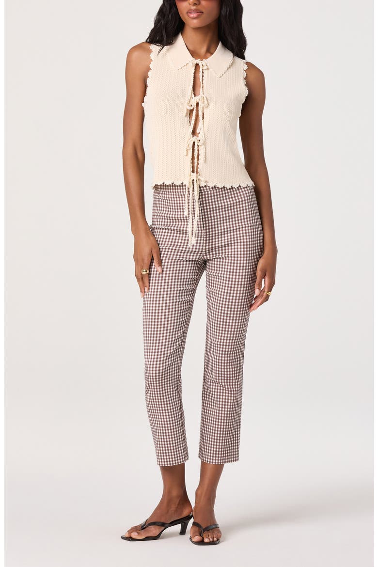 Alma Gingham Crop Pants, Alternate, color, BROWN GINGHAM