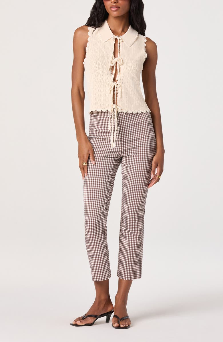 ASTR the Label Alma Gingham Crop Pants, Alternate, color, Brown Gingham