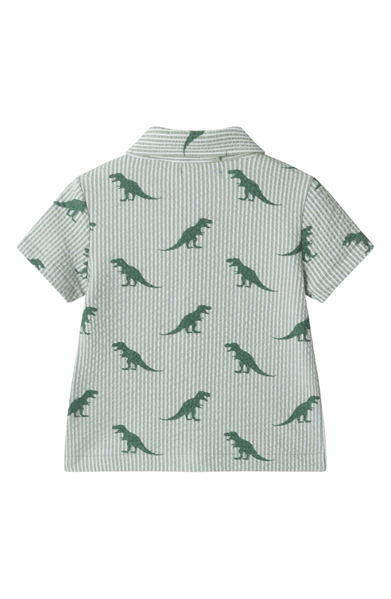 Andy & Evan Print Seersucker Button-Up Shirt & Shorts Set, Alternate, color, Green Dino