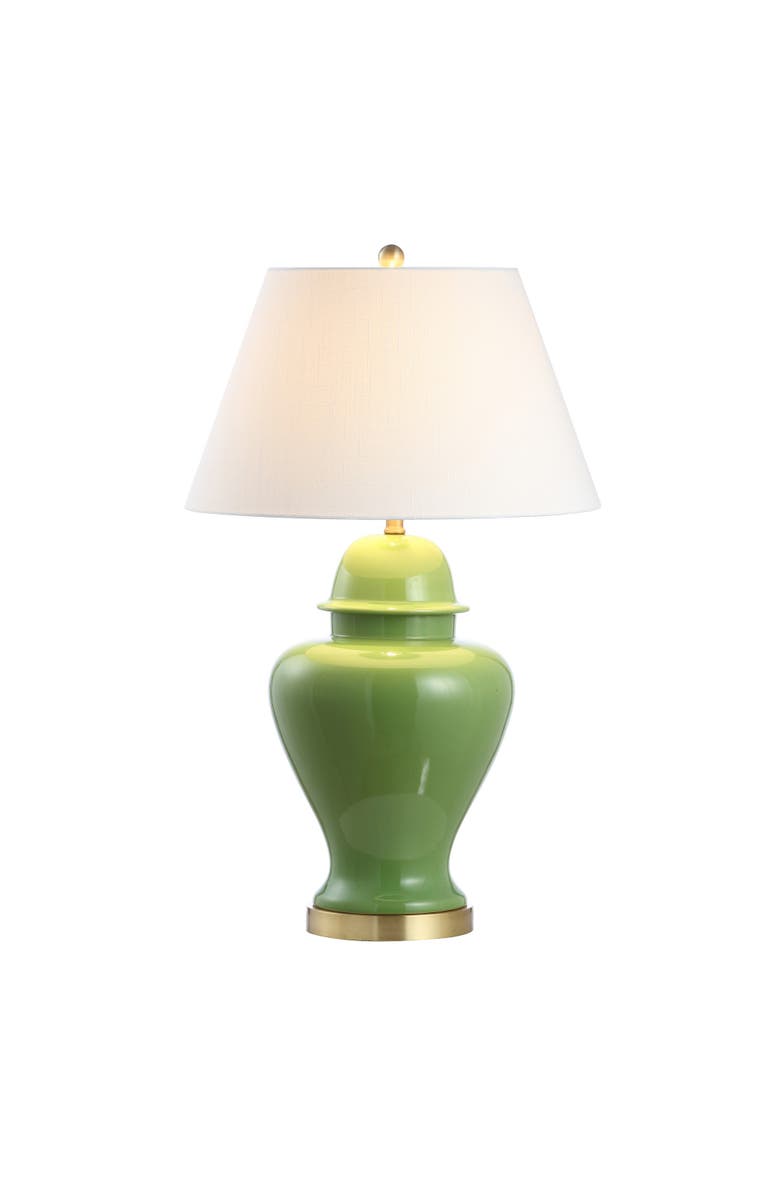 JONATHAN Y Sagwa 33" Ceramic/Iron Modern Classic LED Table Lamp, Main, color, Green
