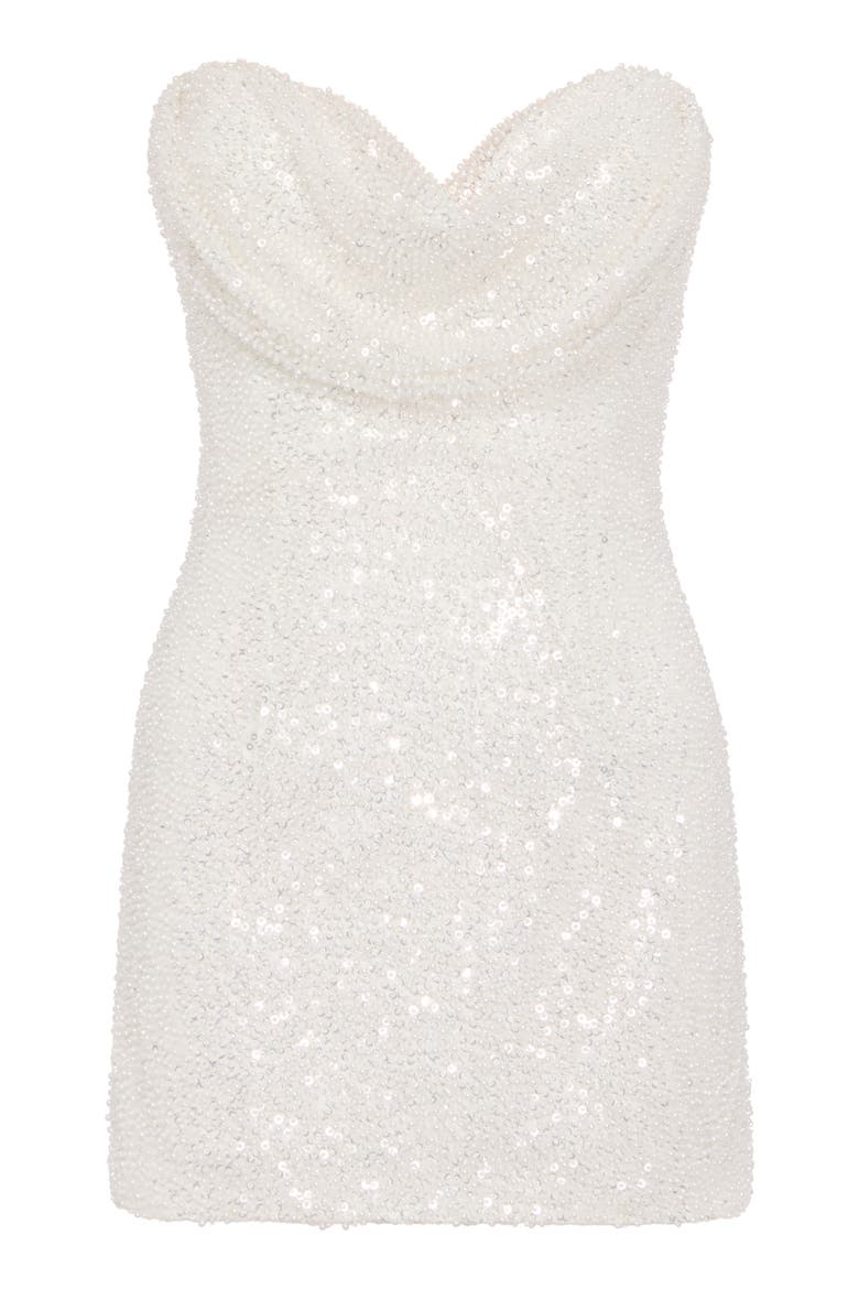Lara Beaded Strapless Cocktail Minidress, Alternate, color, WHITE