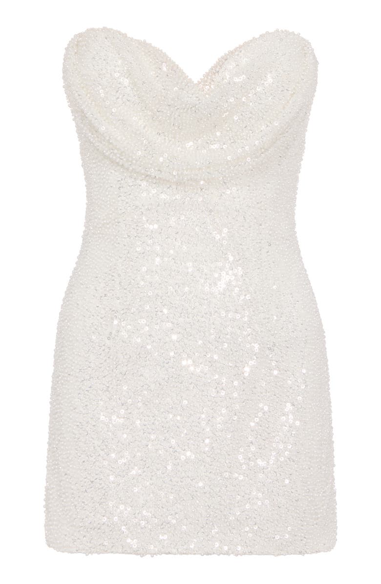 SAU LEE Lara Beaded Strapless Cocktail Minidress, Alternate, color, White