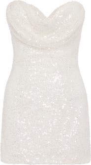 SAU LEE Lara Beaded Strapless Cocktail Minidress