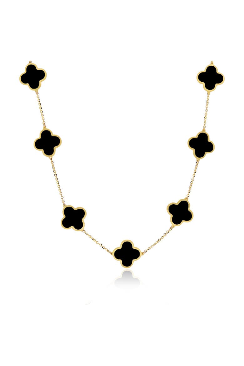 Large Onyx Clover Necklace, Main, color, Onyx/ Yellow GOld