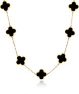 The Lovery Fine Jewelry Large Onyx Clover Necklace