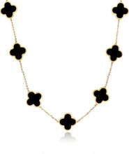 The Lovery Fine Jewelry Large Onyx Clover Necklace