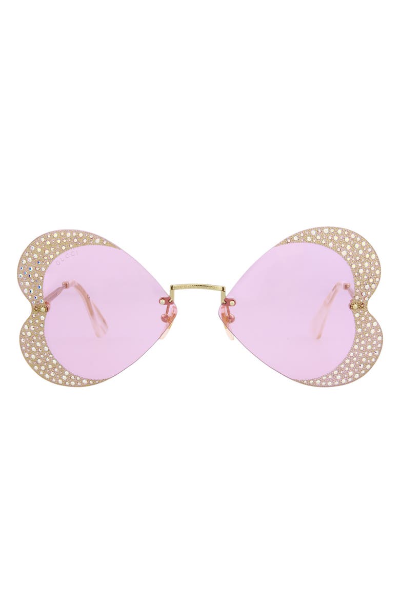Gucci 65mm Special Edition Oversize Square Optical Glasses, Main, color, Gold Gold Pink