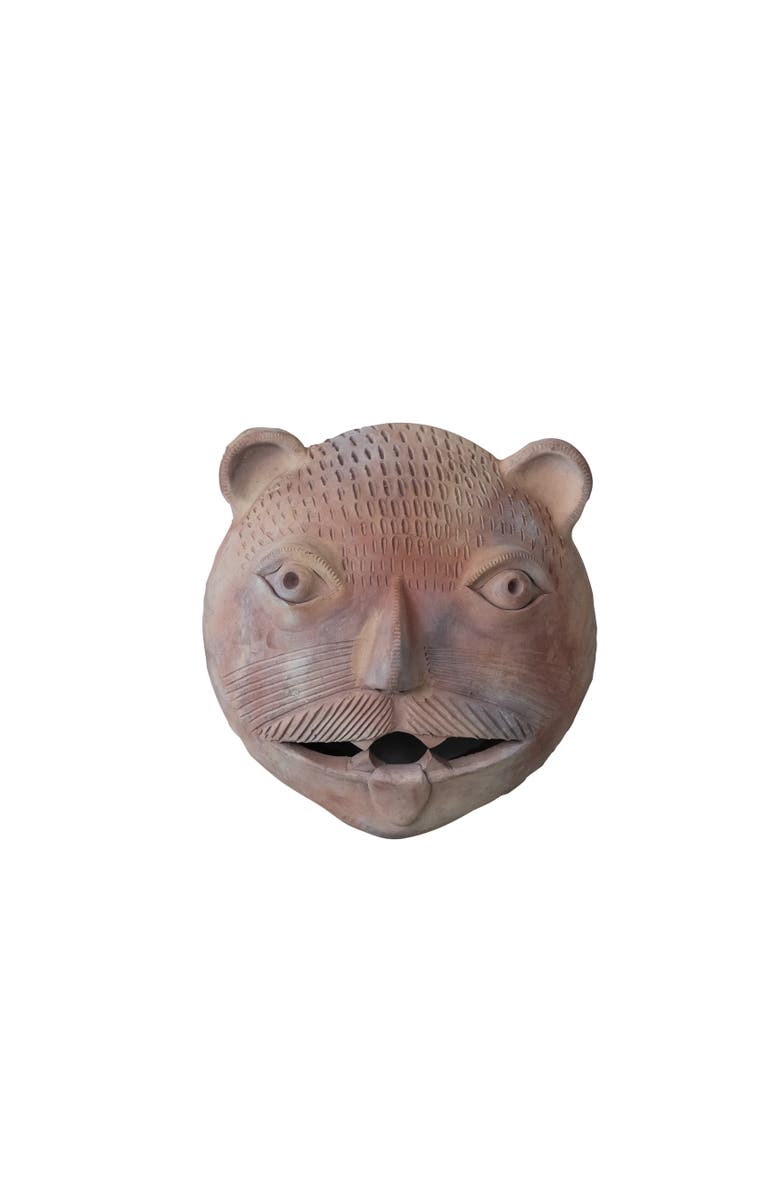 Storied Home Handmade Terra-cotta Tiger Head Wall Décor, Main, color, 