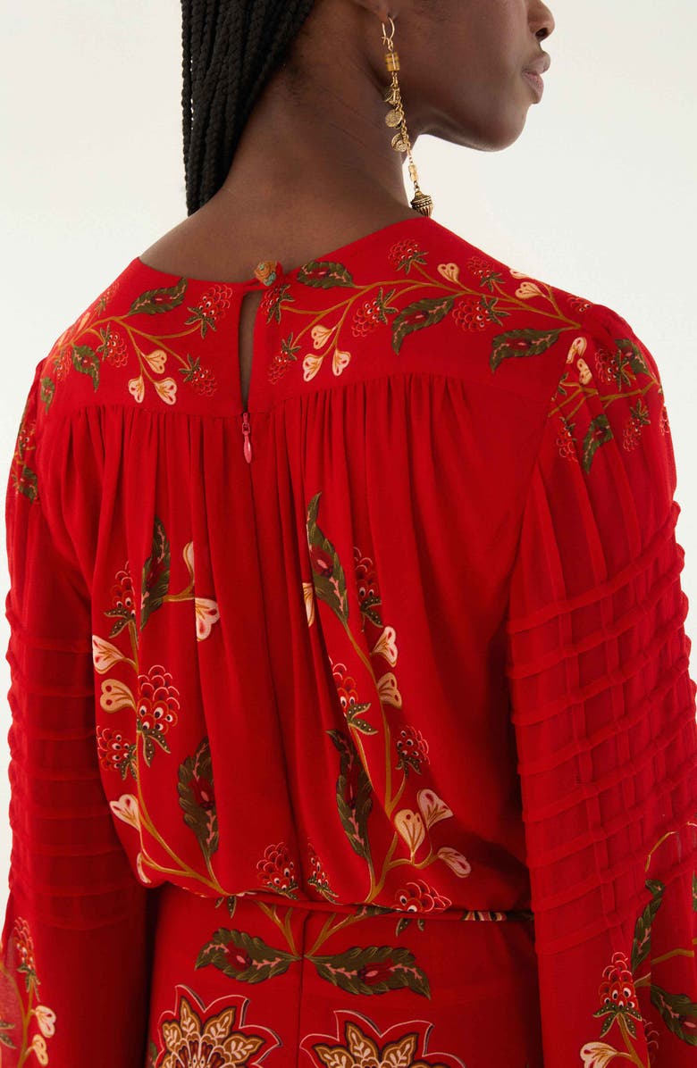 FARM Rio Berry Garden Long Sleeve Maxi Dress, Alternate, color, Red