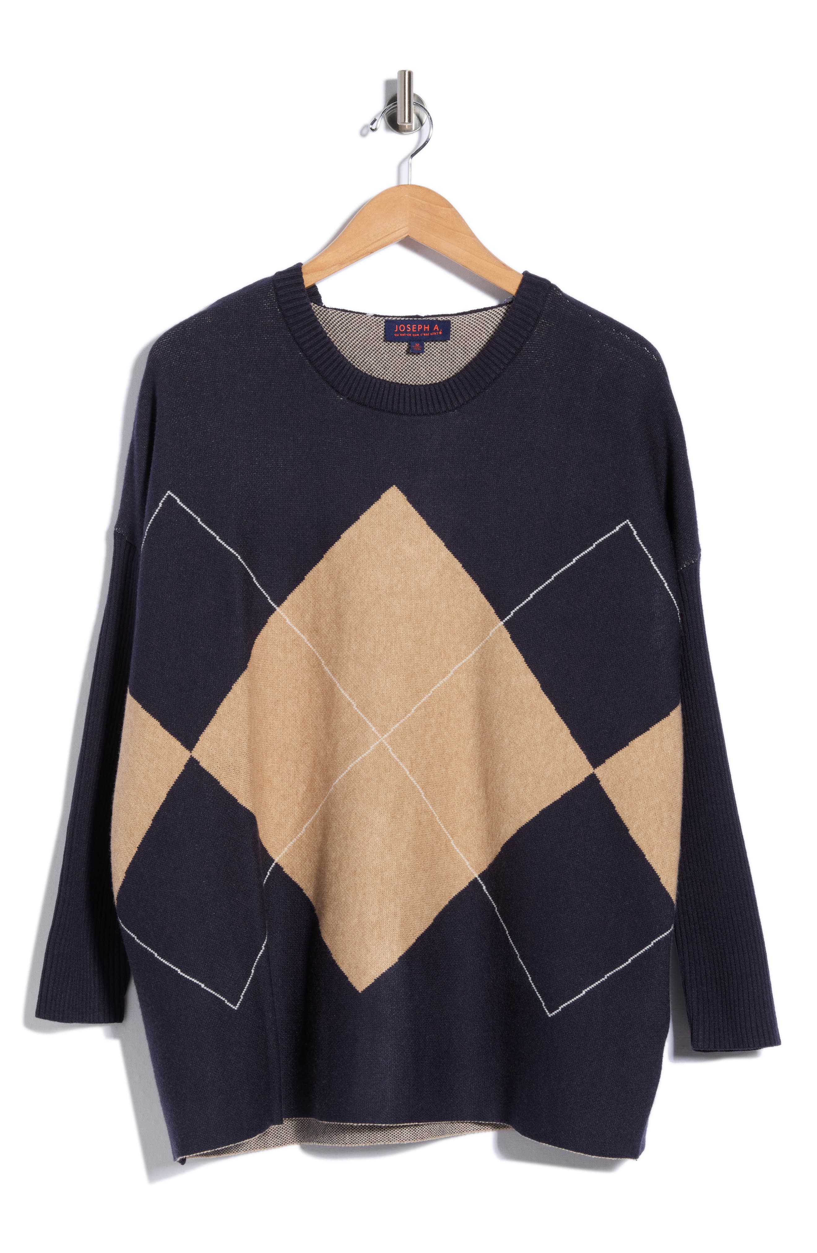 Detachable Cowl Exploded Argyle Sweater