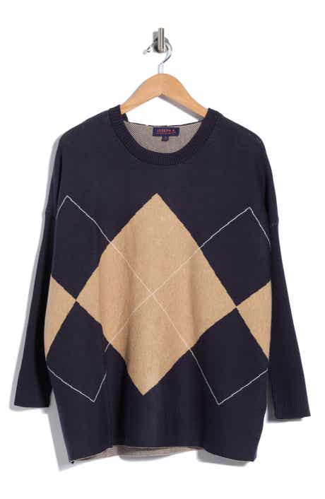 Detachable Cowl Exploded Argyle Sweater