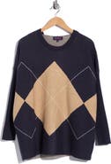 Joseph A Detachable Cowl Exploded Argyle Sweater