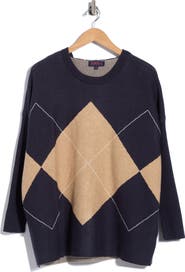 Joseph A Detachable Cowl Exploded Argyle Sweater