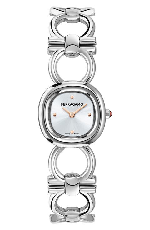 Double Gancini Bracelet Watch, 25mm