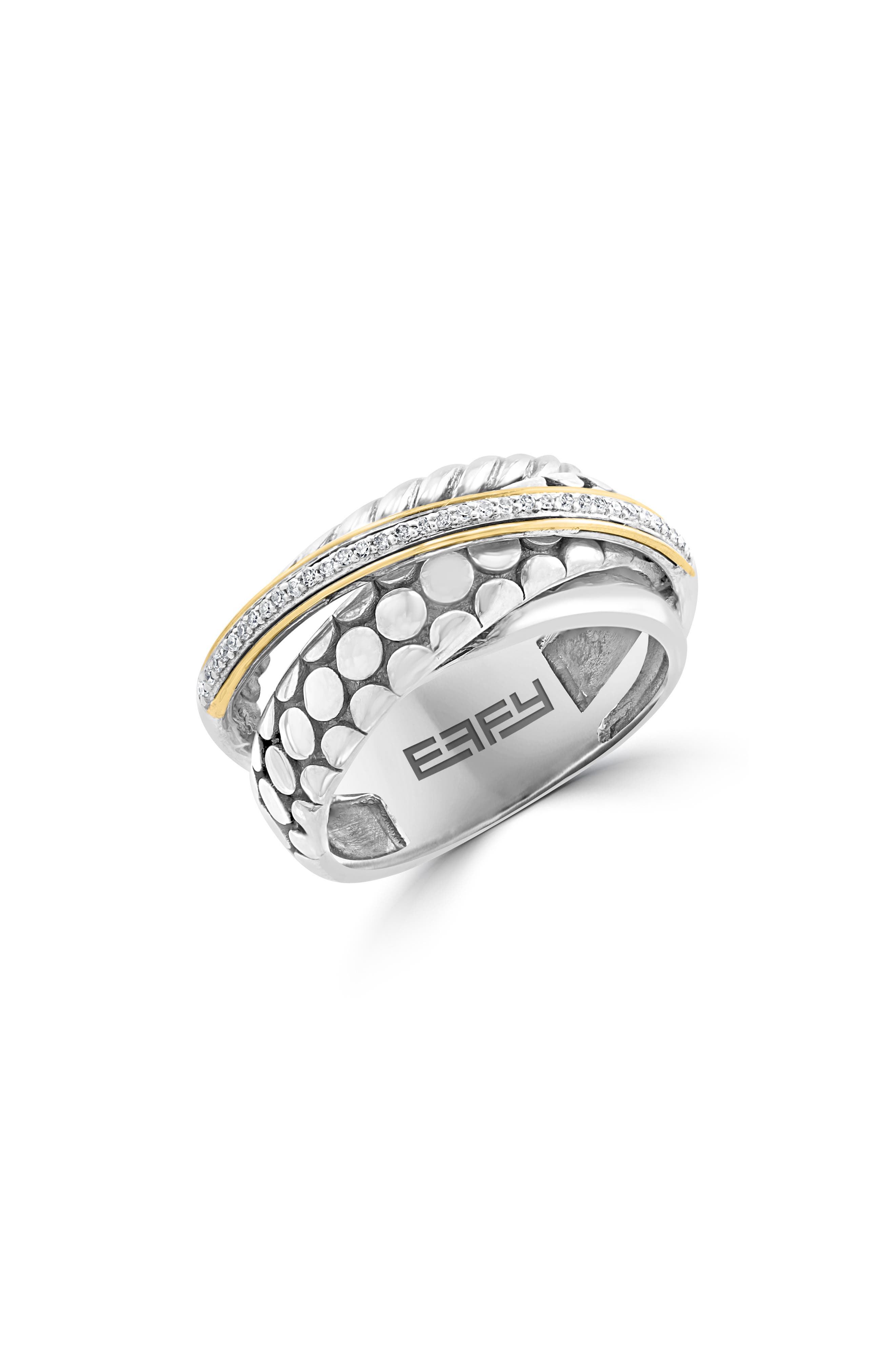 EFFY Sterling Silver Diamond Crisscross Ring