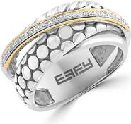 EFFY Sterling Silver Diamond Crisscross Ring