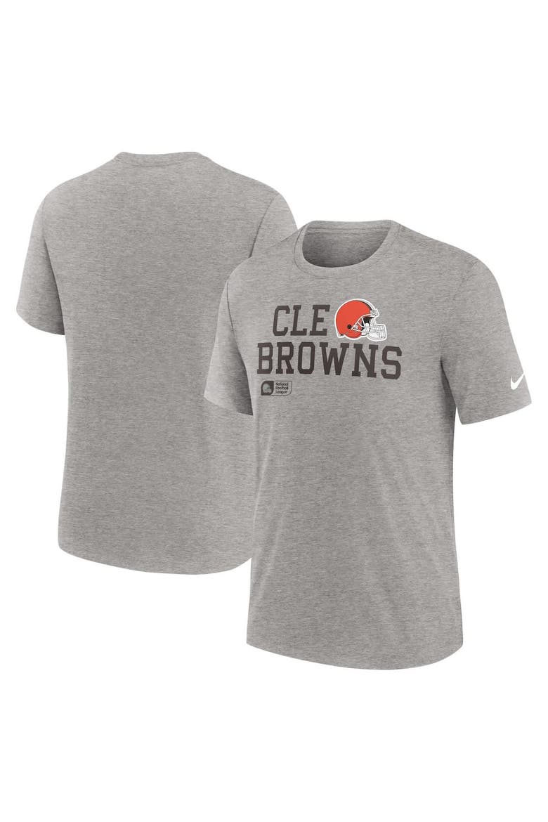 Men's Nike Heather Gray Cleveland Browns Overlap Lockup Tri-Blend T-Shirt, Alternate, color, Heather Gray