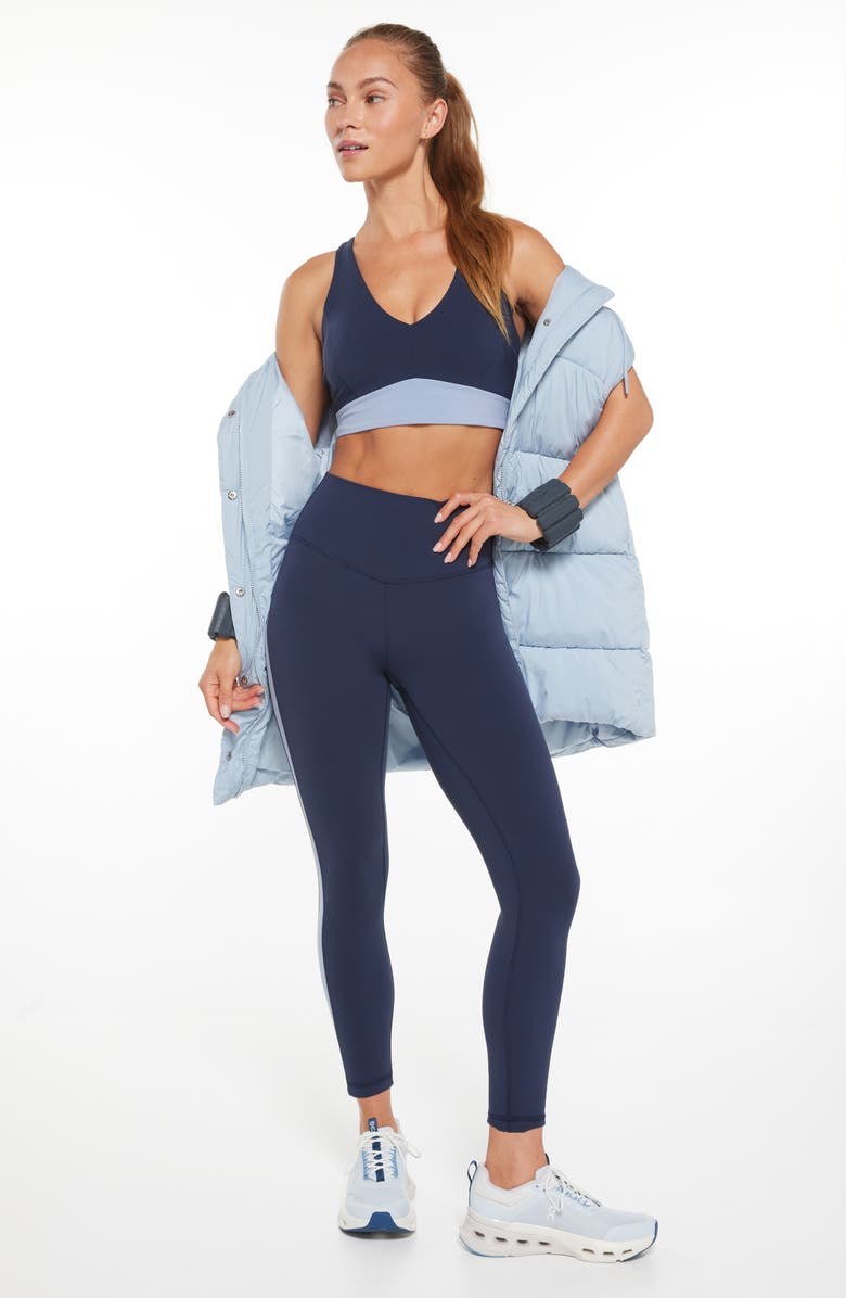 Zella Studio Luxe Colorblock High Waist 7/8 Leggings, Alternate, color, Navy Sapphire - Blue