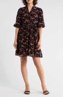 SANDRA DARREN Floral Ruffle Shirtdress