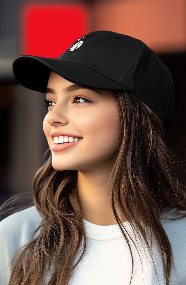 Dalix Heartly Ghost Embroidered Cap, Alternate, color, Black