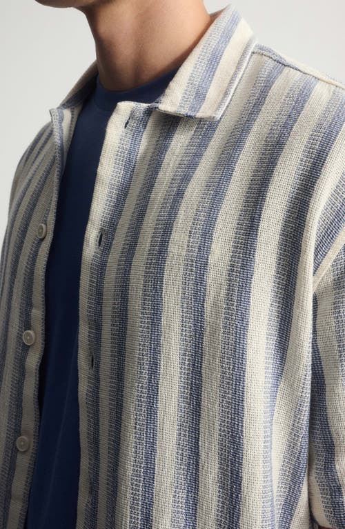 Brooklyn Industries Stripe Short Sleeve Cotton Button-up Shirt In Multi