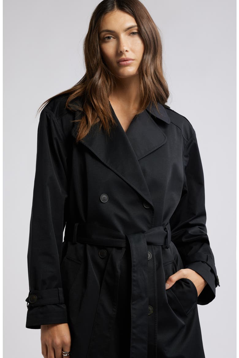Belted Trench Coat, Alternate, color, BLACK