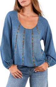 Billy T Floral Wallpaper Embroidered Top