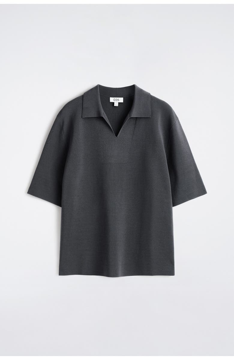 COS Milano-Knit Cotton Polo Shirt, Alternate, color, Dark Gray