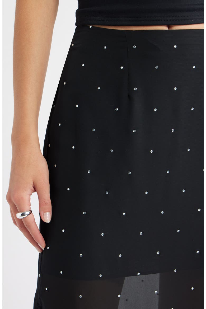 Embellished Chiffon Midi Skirt, Alternate, color, BLACK