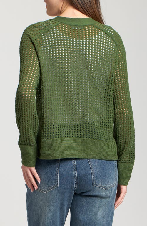 Apny Open Stitch Cardigan In Green